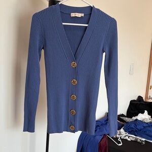 Tory Burch Blue Ribbed Knitwear